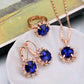 Europe And The United States Personalized Water Drop Color Diamond Necklace, Earrings, Rings Set, Shiny High-end Bridal Jewelry Wholesale