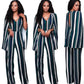 Summer Explosions Europe And The United States V-neck Print Cloak Backless Wide Tube Piece Trousers