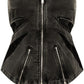 Color Contrast Patchwork Tube Top Three-dimensional Elastic Washed Jeans Two-piece Set