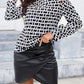 Autumn And Winter One-shoulder Cold-shoulder Printed Top