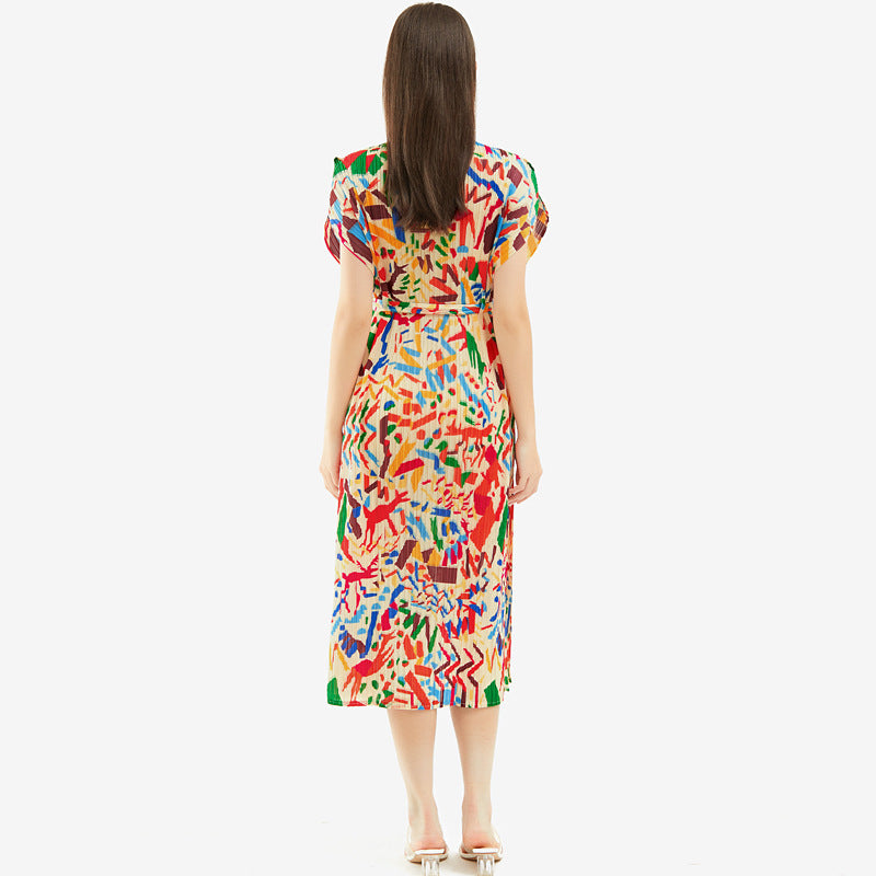 Robe mi-longue slim à imprimé graffiti pour femme