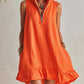 New Stylish Casual Loose Half-Zip Sleeveless Dress With Ruffle Hem