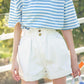 Calyx elastic waist denim shorts female summer high waist was thin student wide leg pants