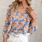 Temperament Commuting Small Floral Long-sleeved V-neck Shirt