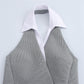 Double Breasted Sleeveless Hanging Collar Dress