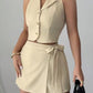 Fitted-waist Elegant Sleeveless Womens Two-piece Set
