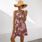 European And American Knot Printing Smocking Dress