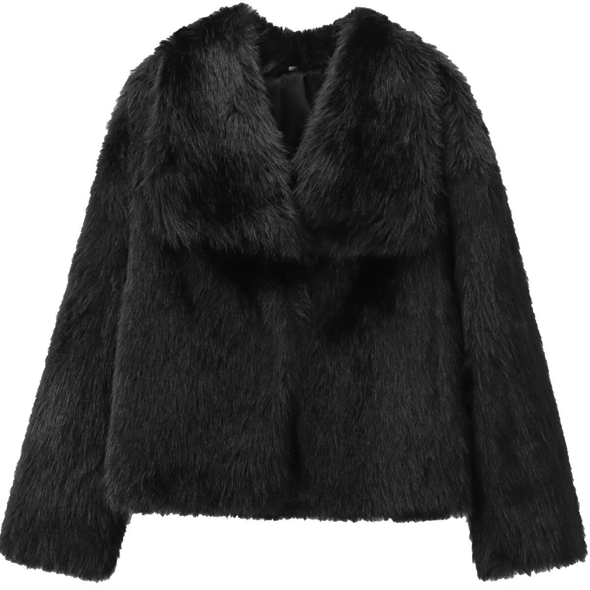 Manteau en fourrure artificielle à gros revers de style français