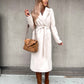Woolen Coat Simple Fashion V-neck Lace Up Long Coat For Women