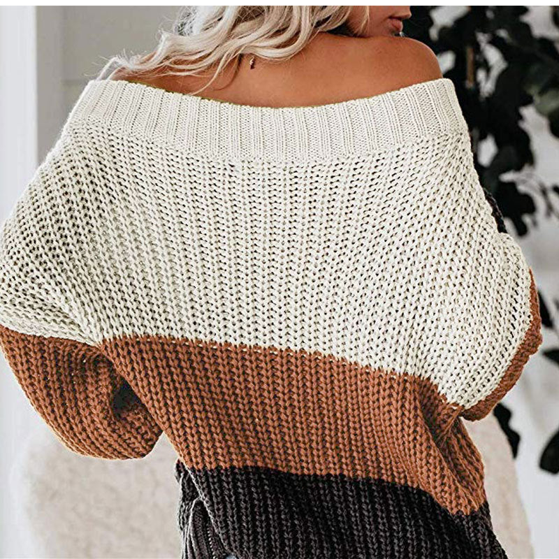 Tricots à rayures et patchwork décontractés et amples pour femmes