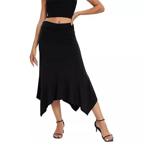 Jupe plissée à la taille pour femme, élégante et tendance, avec ourlet irrégulier
