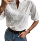 Women's Fashion V-neck Stand Collar Embroidery Lace Blouse Shirt