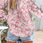 Women's Loose V-neck Casual Long-sleeved Floral Chiffon Shirt