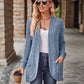 Autumn Solid Color Sunken Stripe Brushed Stitching Long Sleeve Cardigan Jacket