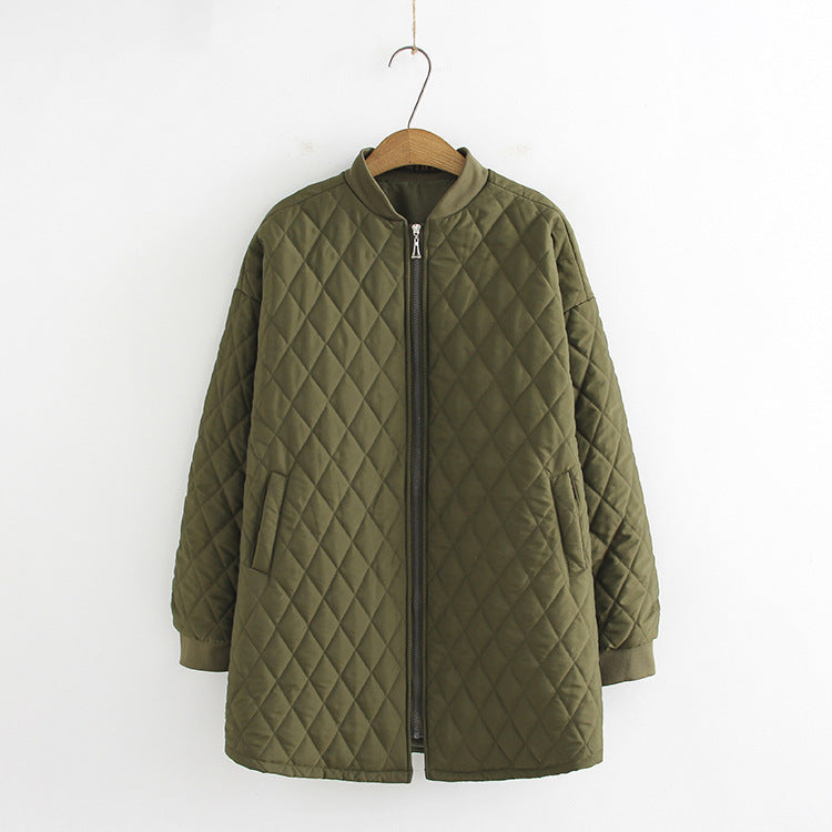 Plus Size Women's Mid-length Baseball Padded Jacket