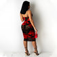 Ladies Printed Net Yarn Printed Sling Dress