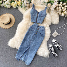 Ensemble deux pièces haut à lacets et pantalon large en tricot ajouré