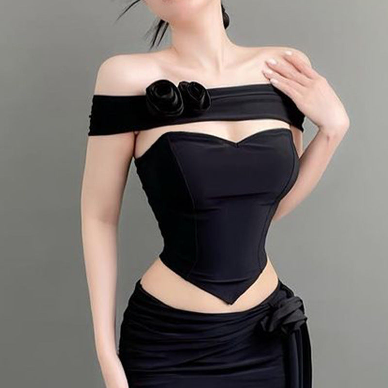 Fashion Flower Slim Fishbone Top
