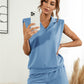 Women's Stand Collar Padded Shoulder Shorts Casual Suit