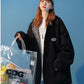 Unisex Color Matching Plaid Loose Long-sleeved Hooded Loose Double-sided Coat