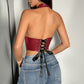 Women's PU Leather Halter Row Buckle Waist-controlled Top