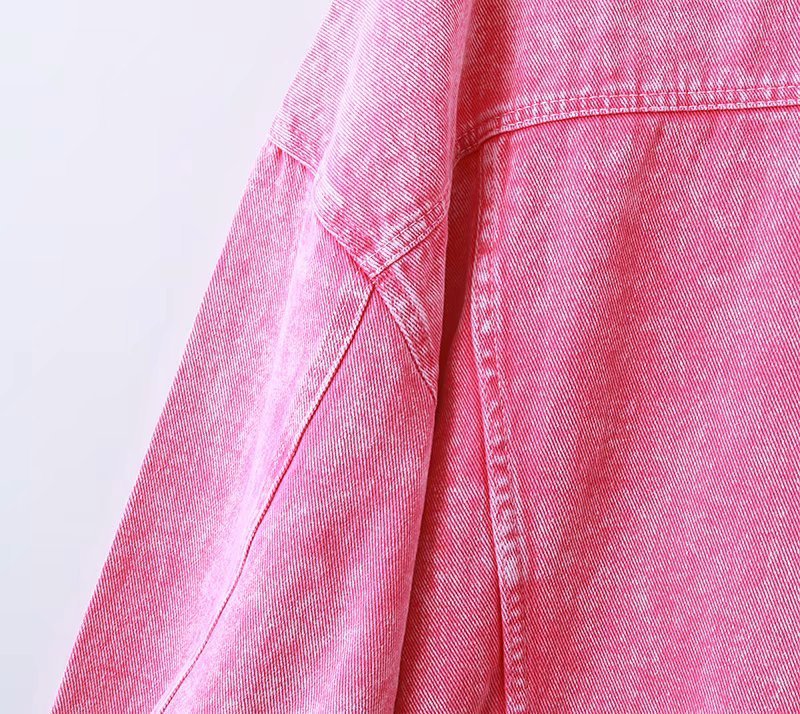 Pink fried flower denim jacket