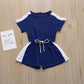 Summer casual splice color jumpsuit shorts