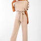 Short sleeve women's jumpsuit with lace button