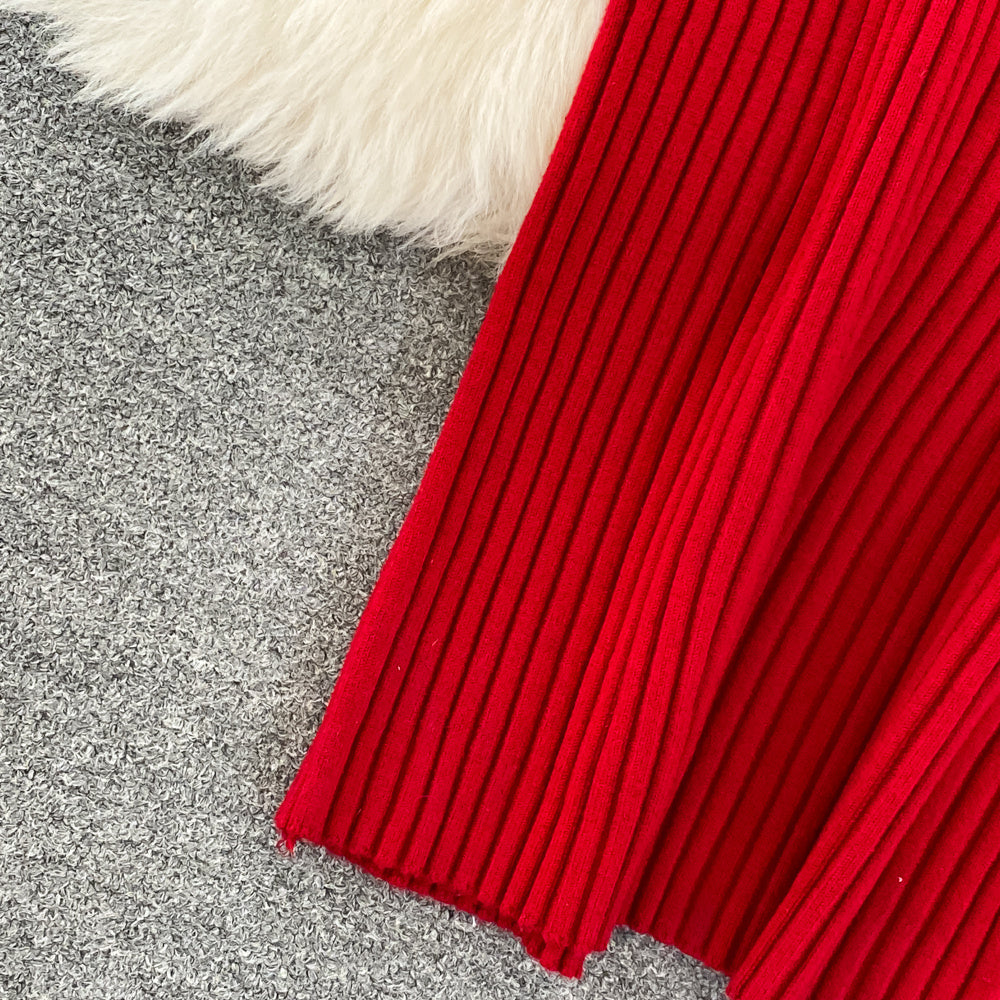 Robe mi-longue en tricot à fines bretelles