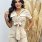 Women's Fashion Short-sleeved Lace-up Two-piece Suit