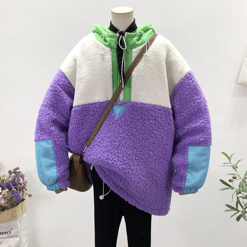 Pull ample à capuche en laine de style coréen pour femme