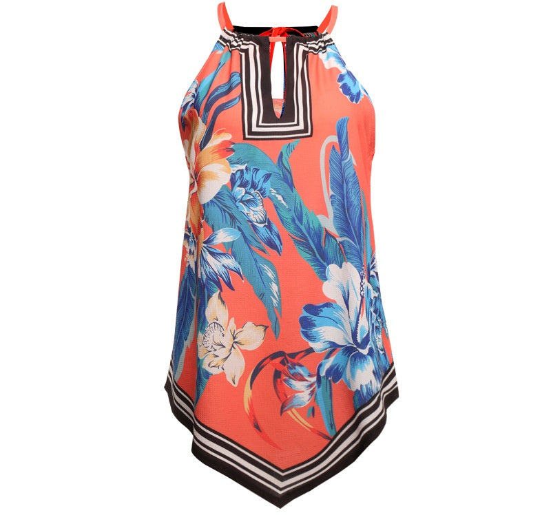 beach print halter vest