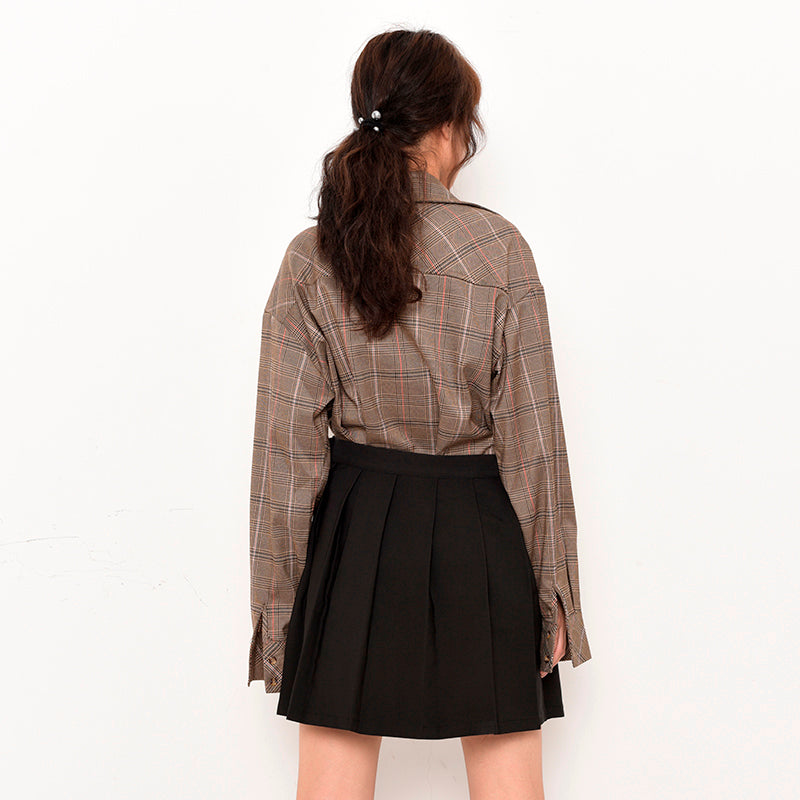 Ladies plaid shirt skirt suit