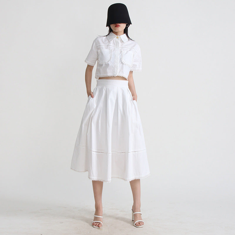 Retro Two-piece Set Women's Short Shirt
