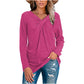 New V-Neck Long Sleeve Neck Twist Casual T-Shirt