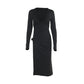 Elegant Slim Fit High Slit Deep V Long Sleeve Dress