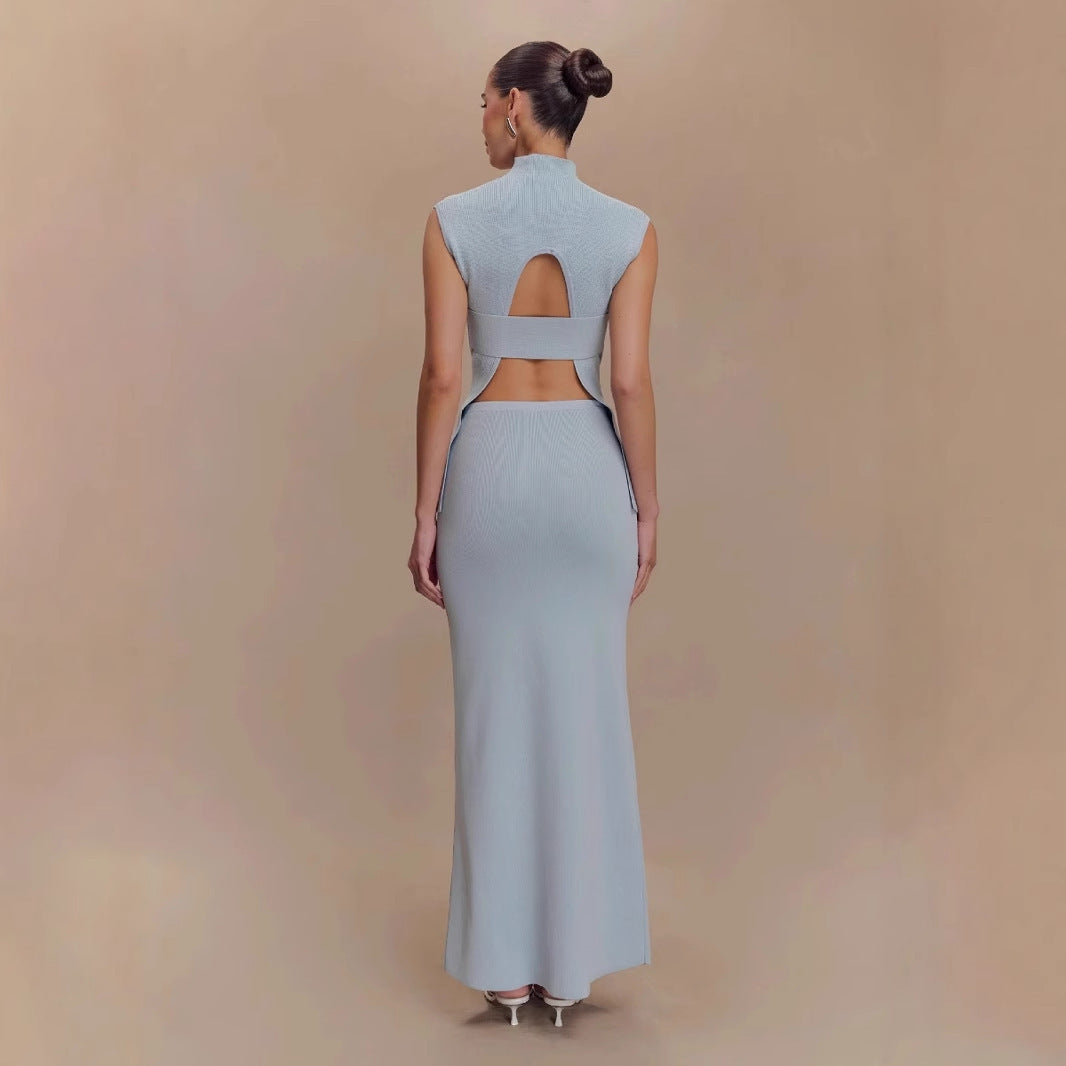 Women's Fashion Knitwear High Waist Hip Skirt Casual Suit