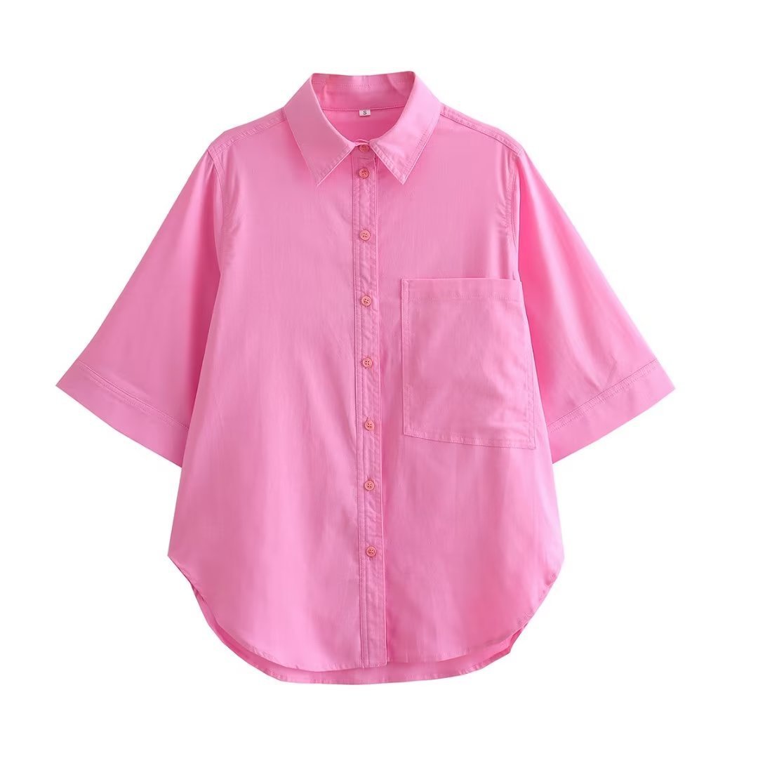 Single-breasted Pocket Shirt Loose Leisure Suit