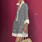 Autumn Half-sleeve Printed Loose And Elegant Shirt Dress