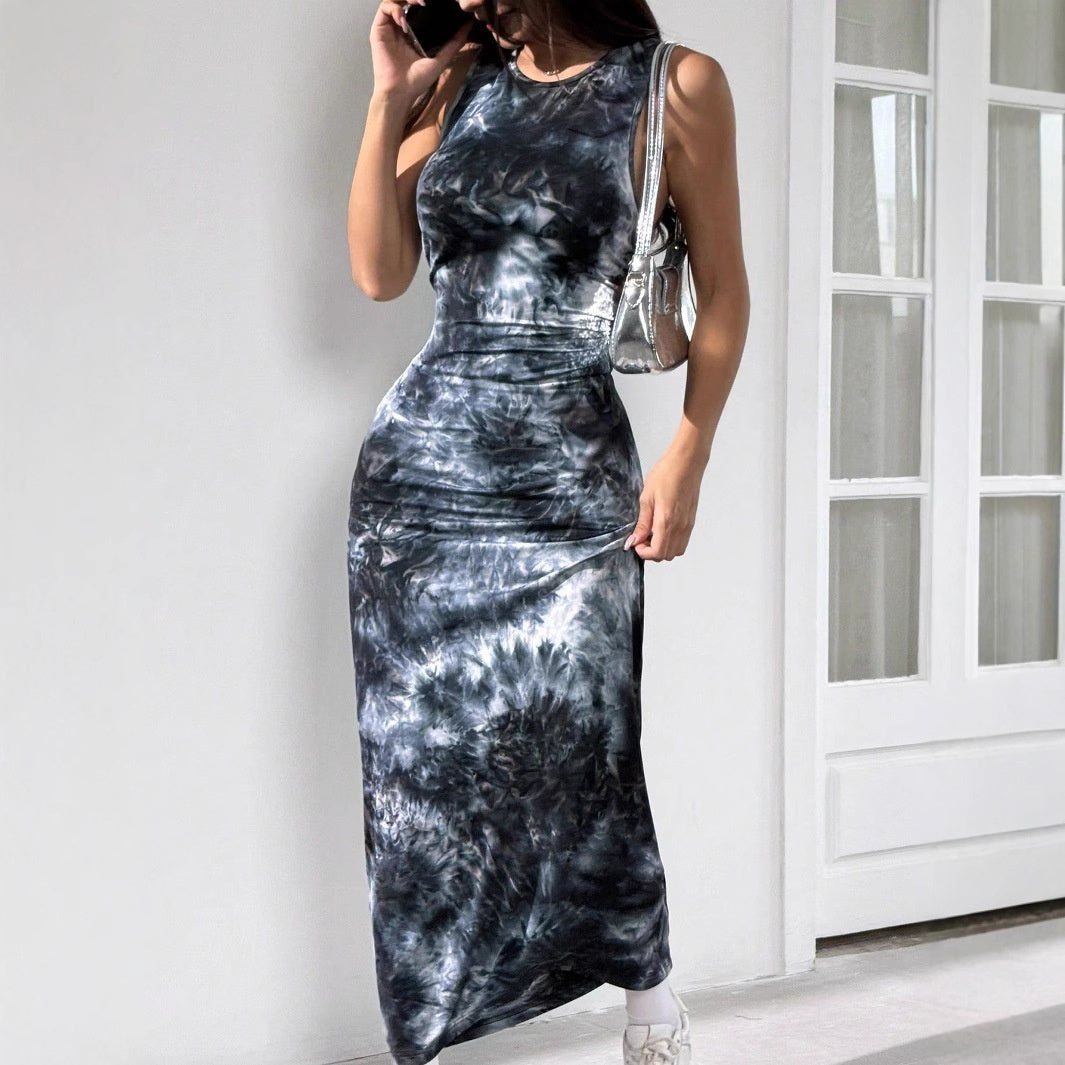 Women's Sleeveless Printed Mid-length Dress