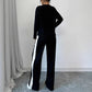 Trousers Suit European And American Autumn And Winter Women Color Contrast Patchwork Fashion Two-piece Suit