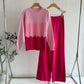New Casual Contrast Color Round Neck Long Sleeve Women's Suit