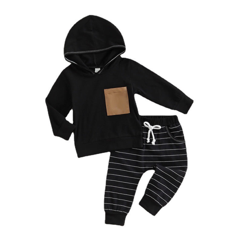 Casual Sports Style Children's Clothing Autumn And Winter New Solid Color Hooded Sweater