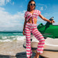 Solid Color Split Beach Suit Mesh