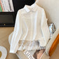 Spring Sweet Refined Handmade Lace Stitching Shirt For Women Bandage Dress All-matching