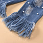 Ripped Hole Embellished Raw Edge Jeans kids Jacket