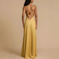 Women's Backless V-neck Satin Long Dress