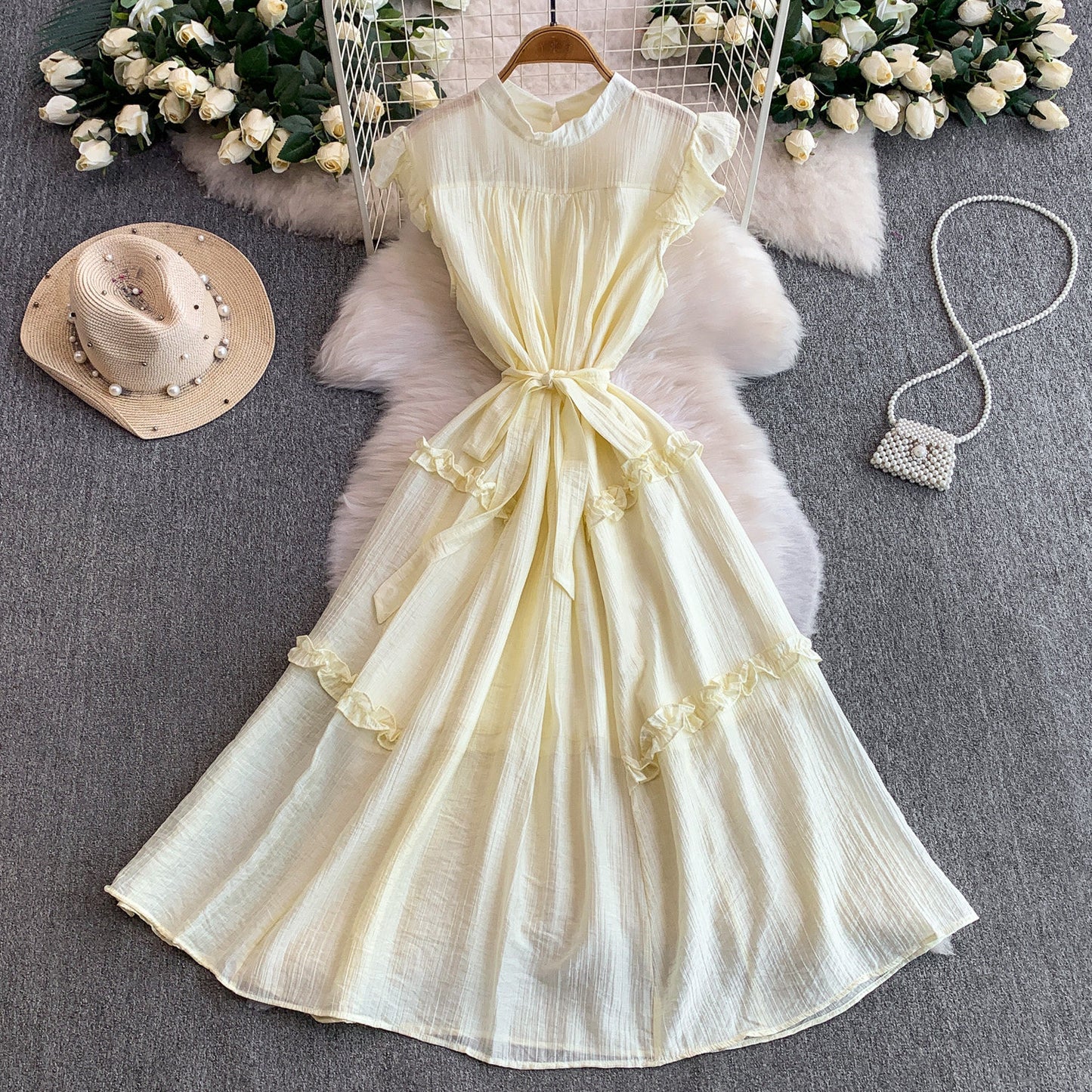 Sweet Flutter Sleeve Dress For Women