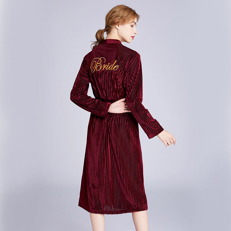 Ladies' long sleeved velvet gown