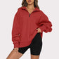 Casual Top Half Zipper Pullover Long Sleeved Sweatshirt